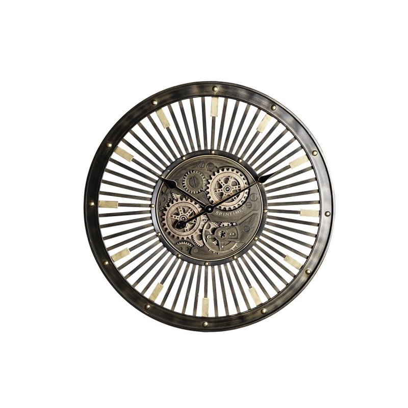 Horloge Murale DKD Home Decor Noir Doré Fer Vintage (65 x 6,7 x 65 cm) à prix grossiste - Article pour la maison à prix de gros