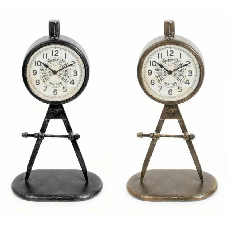 Horloge de table DKD Home Decor Noir Doré Fer PVC Loft (17 x 8 x 31 cm) (2 Unités) - Article pour la maison à prix grossiste