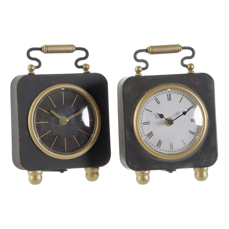 Horloge de table DKD Home Decor Argenté Noir Métal PVC (14,5 x 5 x 21 cm) (2 Unités) - Article pour la maison à prix grossiste