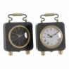 Table clock DKD Home Decor Silver Black Metal PVC (14.5 x 5 x 21 cm) (2 Units) - Article for the home at wholesale prices