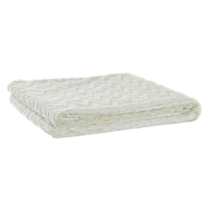 Blanket DKD Home Decor Zigzag White (150 x 200 x 2 cm) - Article for the home at wholesale prices