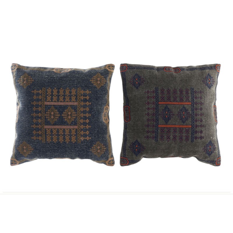 Coussin DKD Home Decor Bleu Orange Polyester Coton Aluminium Arabe Géométrique (50 x 10 x 50 cm) (2 Unités) à prix grossiste - Article pour la maison à prix de gros