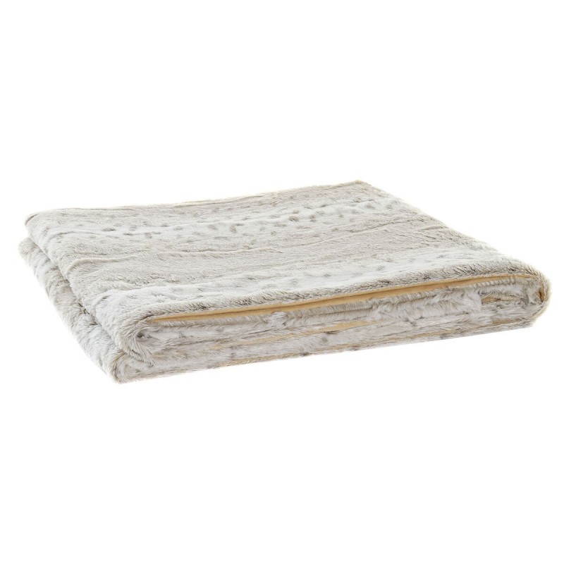 Blanket DKD Home Decor Sauvage Beige White (130 x 170 x 2 cm) - Article for the home at wholesale prices