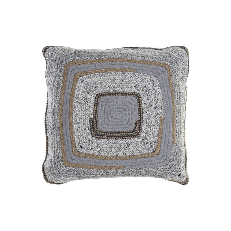 Coussin DKD Home Decor Naturel Gris Polyester Coton Aluminium Jute (40 x 10 x 40 cm) - Article pour la maison à prix grossiste