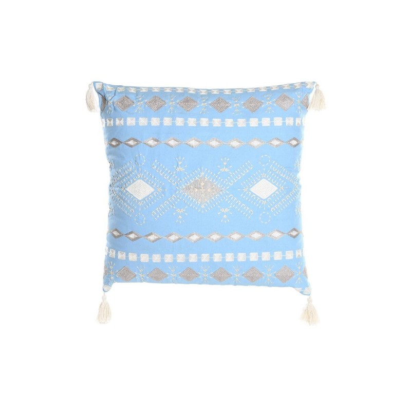 Coussin DKD Home Decor Bleu Polyester Coton Blanc (60 x 20 x 60 cm) - Article pour la maison à prix de gros