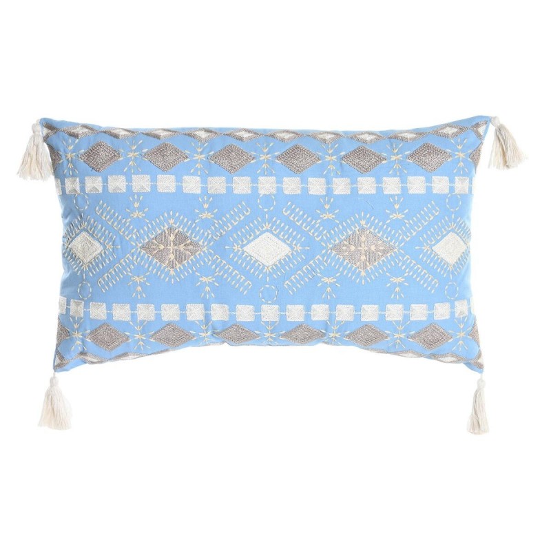 Cushion DKD Home Decor Blue Polyester Cotton White (60 x 15 x 35 cm) - Article for the home at wholesale prices