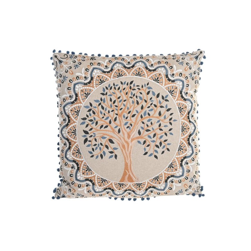 Cushion DKD Home Decor Tree Blue Polyester Cotton Aluminium Yellow Light Brown (60 x 20 x 60 cm) - Article for the home at wholesale prices