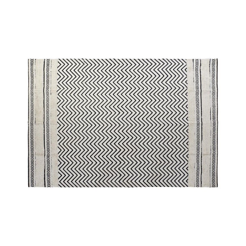 Carpet DKD Home Decor Black Zigzag White (120 x 180 x 0.7 cm) - Article for the home at wholesale prices