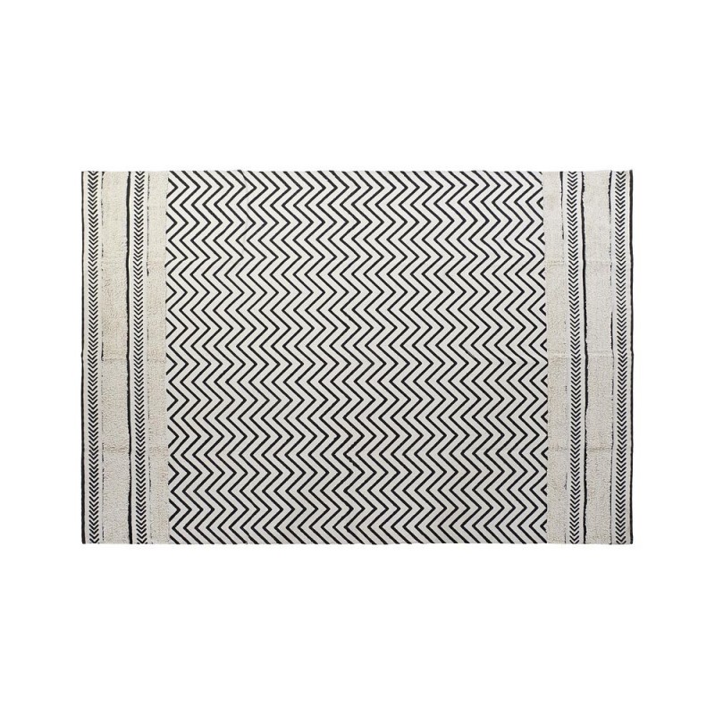 Tapis DKD Home Decor Noir Zigzag Blanc (120 x 180 x 0,7 cm) - tapis à prix de gros