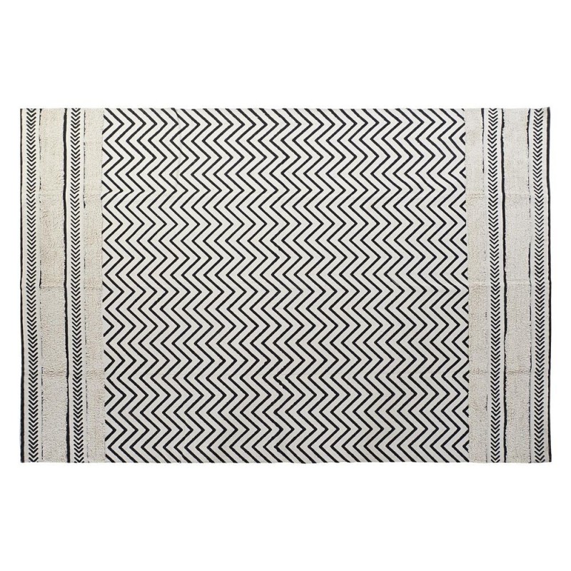 Tapis DKD Home Decor Noir Zigzag Blanc (160 x 226 x 0,7 cm) - tapis à prix grossiste