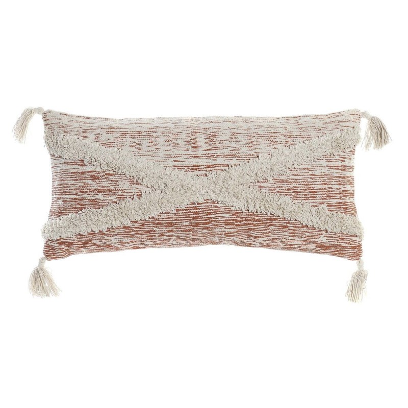 Cushion DKD Home Decor Beige Orange Polyester Cotton Aluminium Fringe (60 x 10 x 30 cm) - Article for the home at wholesale prices