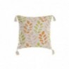 Coussin DKD Home Decor Beige Polyester Coton Aluminium Multicouleur Feuille d'une plante (45 x 10 x 45 cm) - Article pour la maison à prix grossiste
