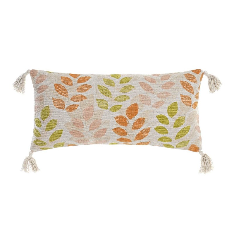 Coussin DKD Home Decor Beige Polyester Coton Aluminium Multicouleur Shabby Chic Feuille d'une plante (60 x 10 x 30 cm) - Article pour la maison à prix de gros