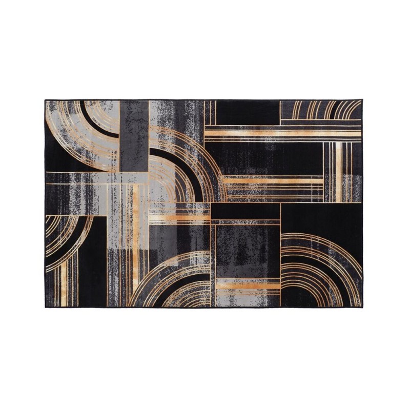 Carpet DKD Home Decor Black Gold Modern Geometric (120 x 180 x 0.4 cm) - Article for the home at wholesale prices