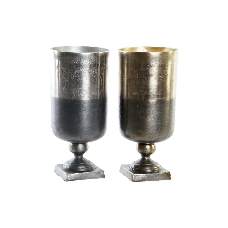 Vase DKD Home Decor Argenté Doré Aluminium Moderne (2 Unités) (15 x 15 x 33 cm) à prix grossiste - Article pour la maison à prix de gros