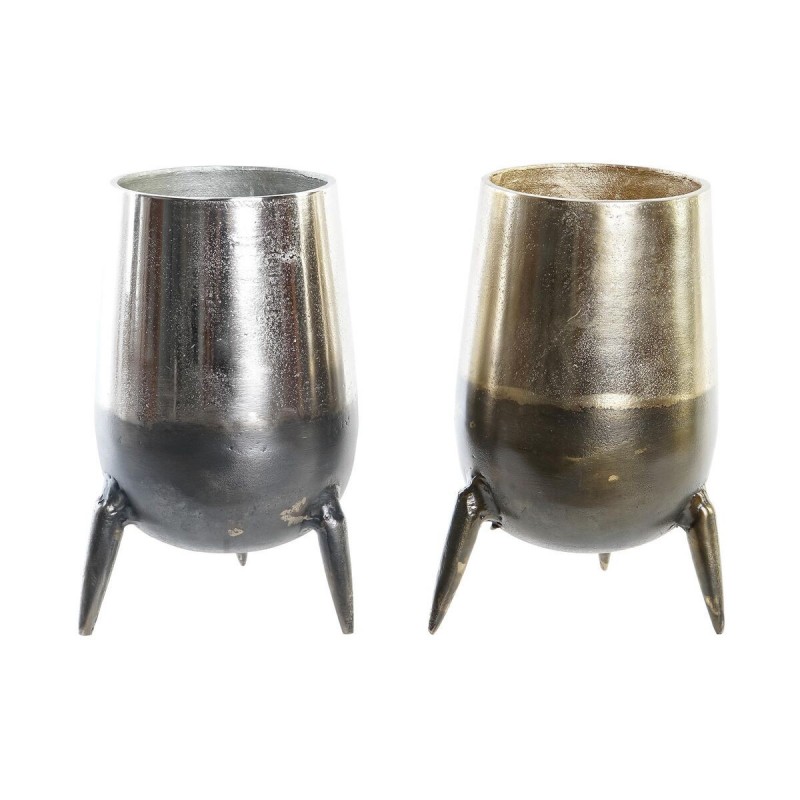 Vase DKD Home Decor Argenté Doré Aluminium Moderne (15,5 x 15,5 x 26 cm) (2 Unités) - Article pour la maison à prix de gros