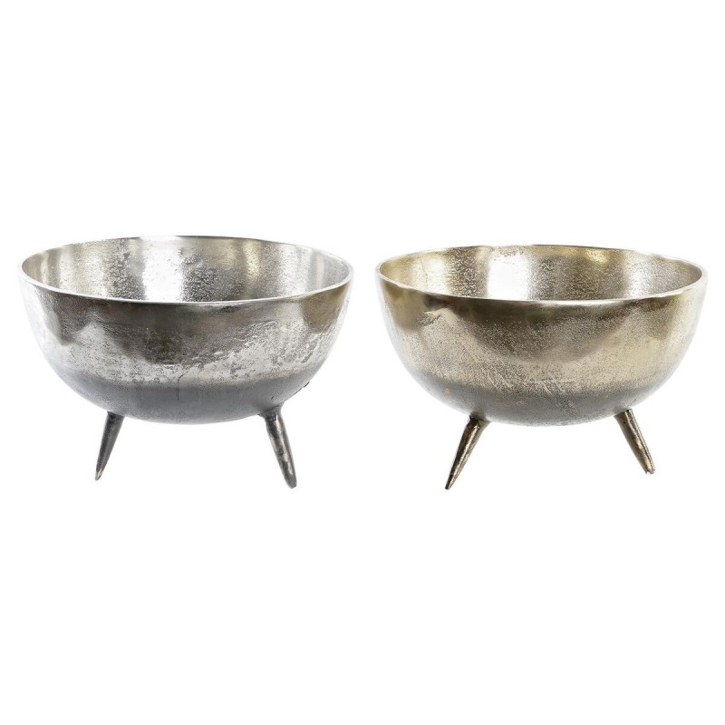 Centre de Table DKD Home Decor Argenté Doré Aluminium Moderne (31 x 31 x 19,5 cm) (2 Unités) - Article pour la maison à prix grossiste