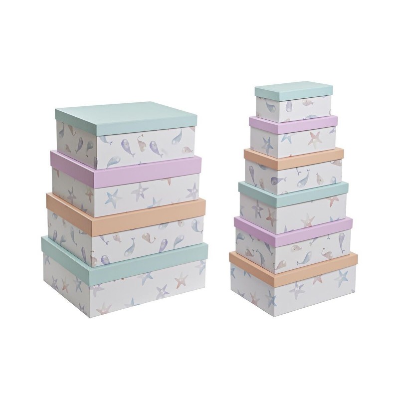Set of DKD Home Decor Stackable Storage Boxes Marin Carton (43.5 x 33.5 x 15.5 cm) - Article for the home at wholesale prices
