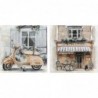 Toile DKD Home Decor Rue (90 x 3,7 x 90 cm) (2 Unités) - Article pour la maison à prix grossiste