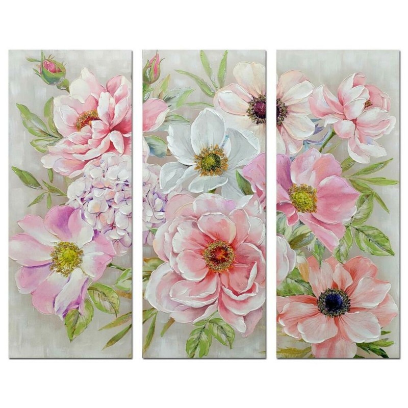 Cadre DKD Home Decor Fleurs Shabby Chic (60 x 3 x 150 cm) (3 Unités) à prix de gros - Article pour la maison à prix grossiste