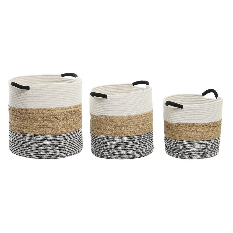 Basketball set DKD Home Decor Beige Cotton Natural Fiber (40 x 40 x 40 cm) (3 Pieces) - Article for the home at wholesale prices