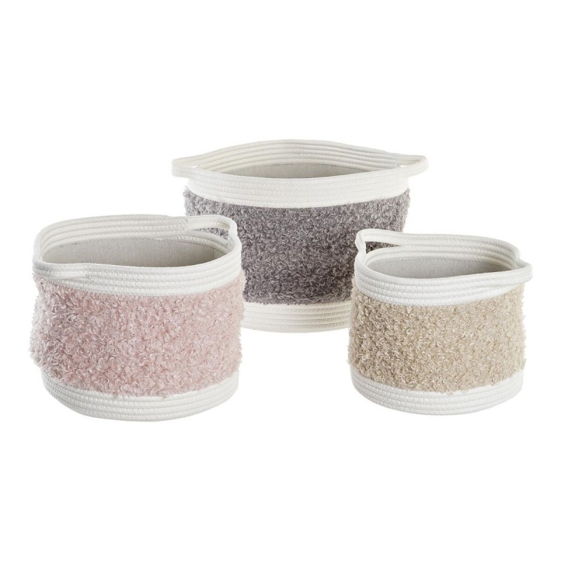 Set de basket DKD Home Decor Coton Enfant (34 x 34 x 27 cm) (3 Pièces) - Article pour la maison à prix grossiste