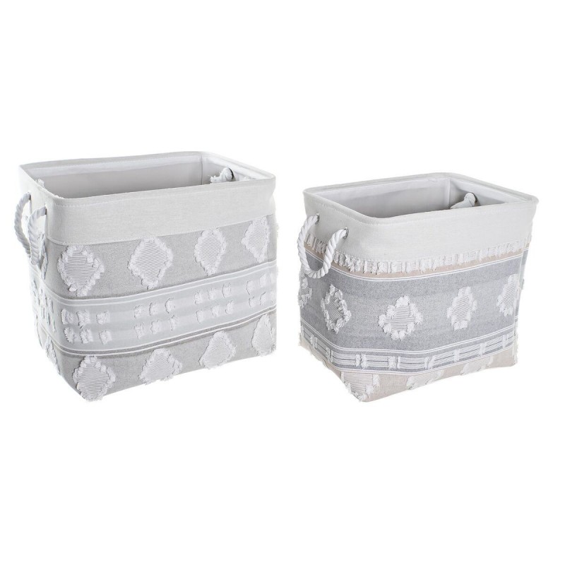 Set de basket DKD Home Decor Gris Coton (45 x 35 x 40 cm) (2 Pièces) à prix de gros - Article pour la maison à prix grossiste