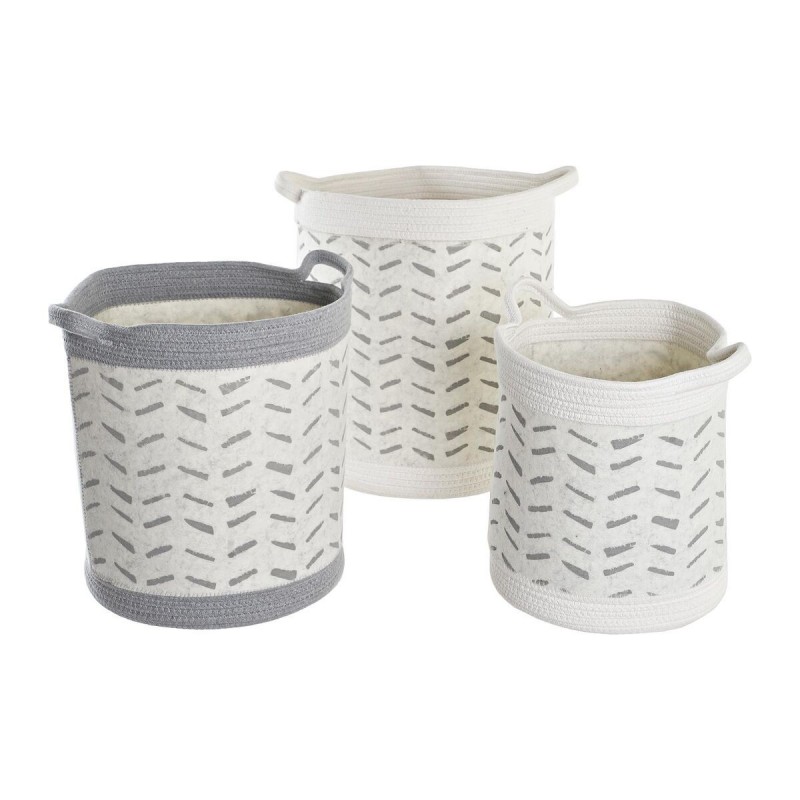 Set de basket DKD Home Decor Gris Coton (3 Pièces) (35 x 35 x 40 cm) - Article pour la maison à prix de gros