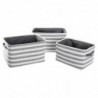 Basketball set DKD Home Decor Grey Cotton Stripes (42 x 32 x 25 cm) (3 pcs) - Article for the home at wholesale prices
