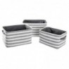 Set de basket DKD Home Decor Gris Rayures Coton (42 x 32 x 25 cm) (3 Pièces) - Article pour la maison à prix grossiste