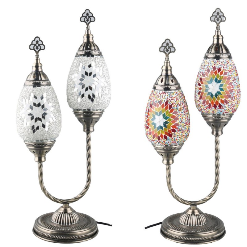 Desk lamp DKD Home Decor Mosaic Glass Metal Multicolor Arab (24 x 15 x 55 cm) (2 Units) - Article for the home at wholesale prices