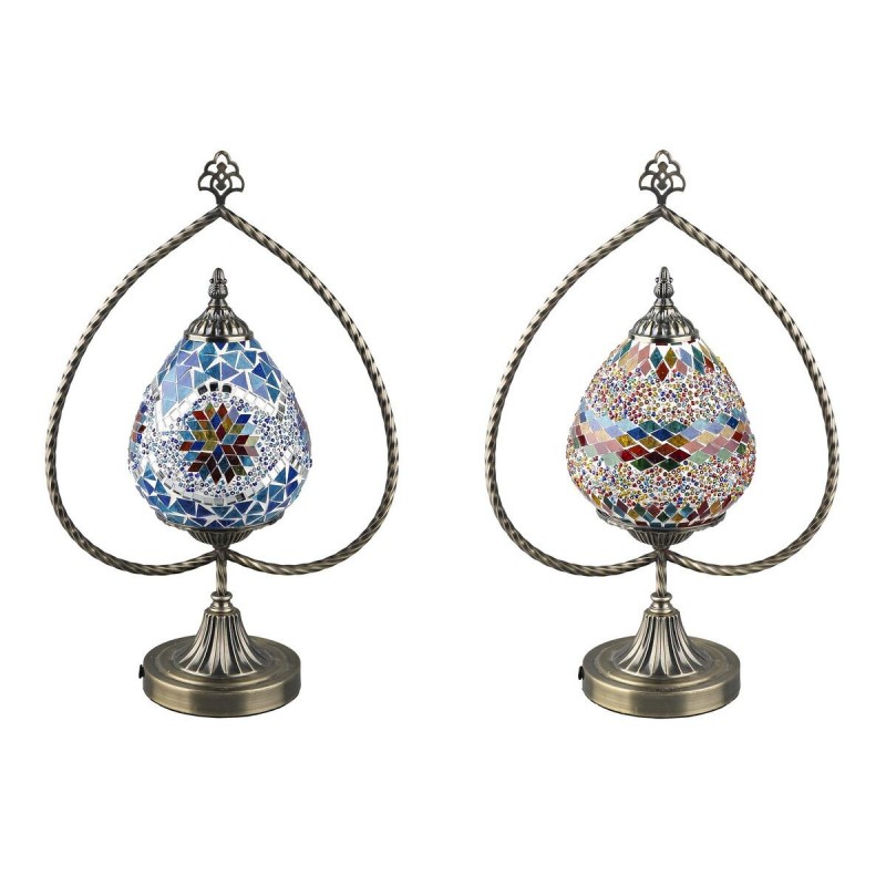 Lampe de bureau DKD Home Decor Verre Mosaïque Métal Multicouleur Arabe (32.5 x 16 x 47.5 cm) (2 Unités) - Article pour la maison à prix de gros