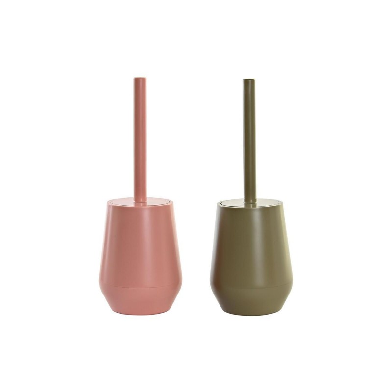 Brosse de salle de wc DKD Home Decor Rose Vert PS (12 x 12 x 34,5 cm) (2 Unités) - Article pour la maison à prix grossiste