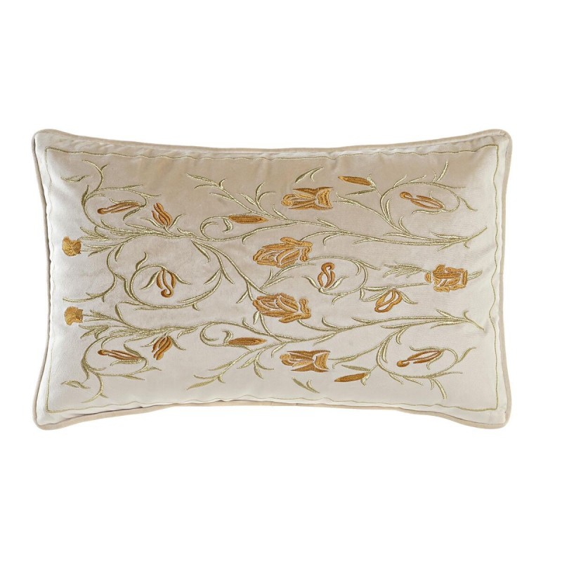 Coussin DKD Home Decor Doré Polyester Fleurs (50 x 10 x 30 cm) à prix grossiste - Article pour la maison à prix de gros