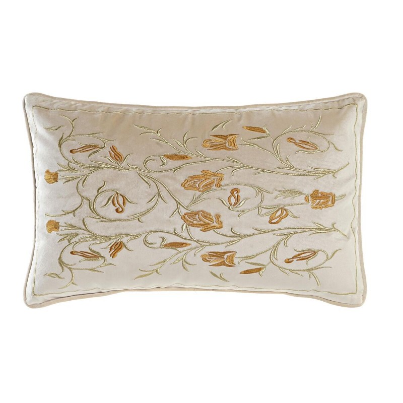 Cushion DKD Home Decor Doré Polyester Fleurs (50 x 10 x 30 cm) - Article for the home at wholesale prices