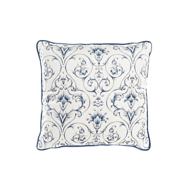 Coussin DKD Home Decor Bleu Polyester Blanc Fleurs (45 x 10 x 45 cm) à prix de gros - Article pour la maison à prix grossiste