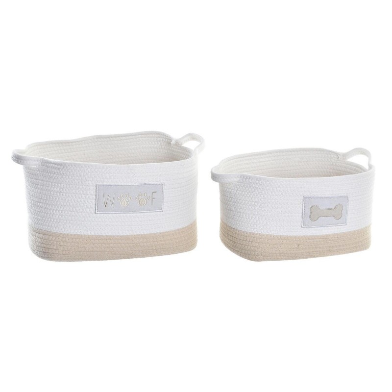 Set de basket DKD Home Decor Coton (43 x 30 x 23 cm) à prix grossiste - Article pour la maison à prix de gros