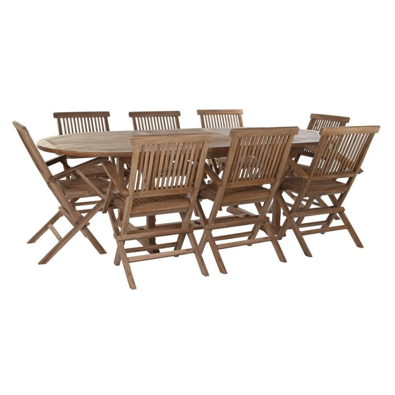 Ensemble Table + Chaises DKD Home Decor Teck (180 x 120 x 75 cm) (9 pcs)   - Article pour la maison à prix grossiste