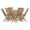 Set Table + Chairs DKD Home Decor Teak (120 x 120 x 75 cm) (7 pcs) - Article for the home at wholesale prices