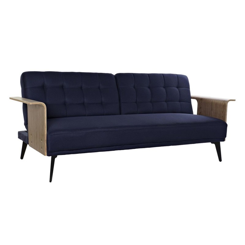 Canapé Convertible DKD Home Decor Noir Bleu Métal Marron Polyester Bois d'eucalyptus (203 x 87 x 81 cm) à prix grossiste - Article pour la maison à prix de gros