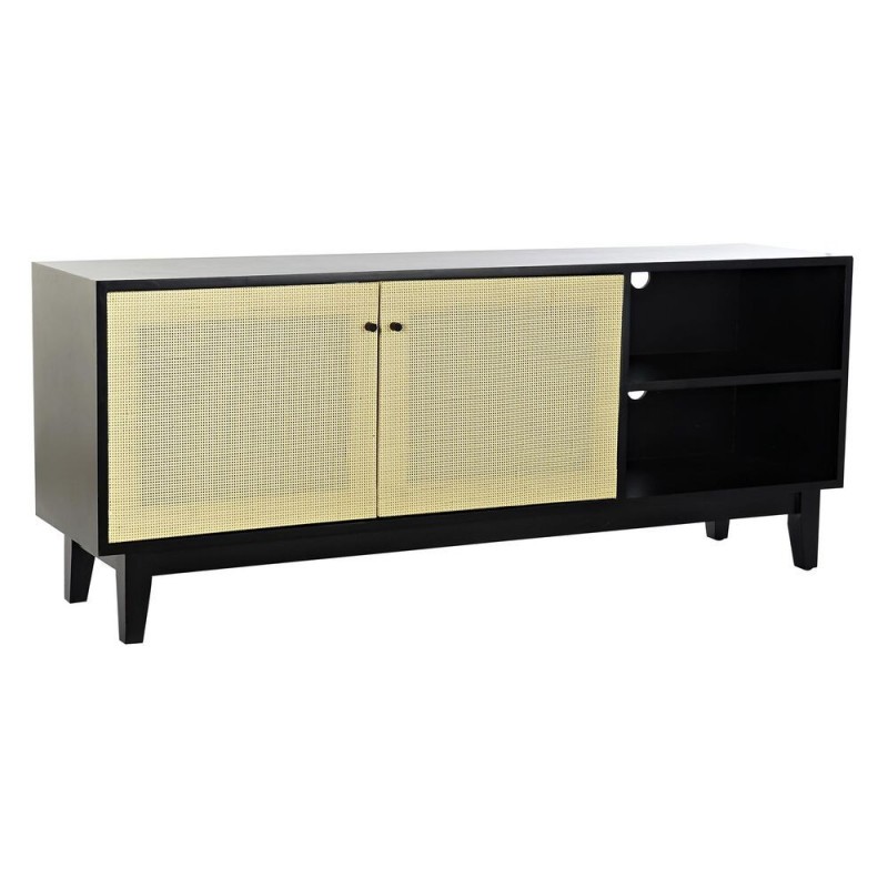 Meubles de télévision DKD Home Decor Noir Sapin Rotin (160 x 65 x 38 cm) - Article pour la maison à prix grossiste