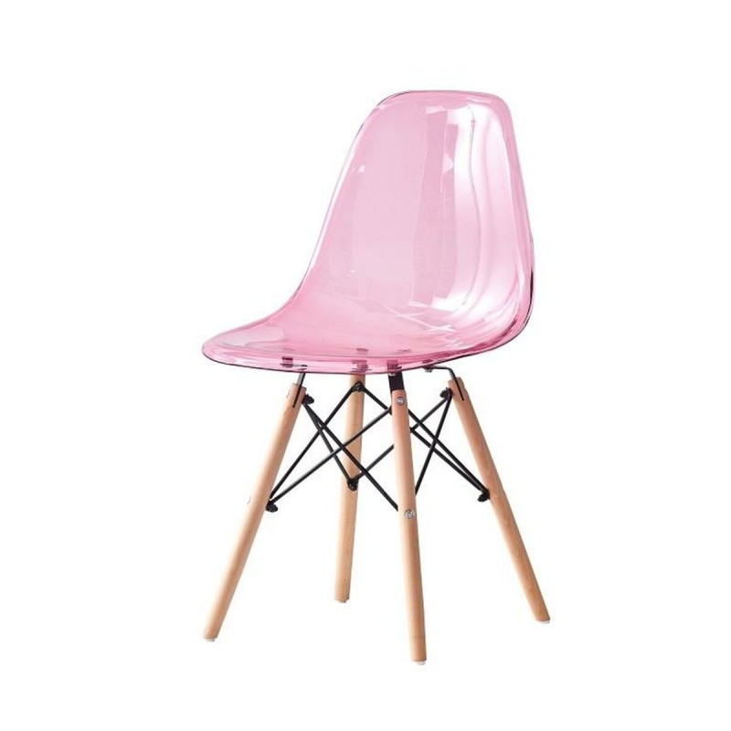 Dining Chair DKD Home Decor Natural Pink PVC Birch (44 x 46 x 81 cm) (50 x 46 x 83,5 cm) - Article for the home at wholesale prices