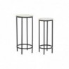 Set of 2 Modern DKD Home Decor Nesting Tables Black Metal White Marble (30.5 x 30.5 x 69 cm) (2 pcs) - Article for the home at wholesale prices