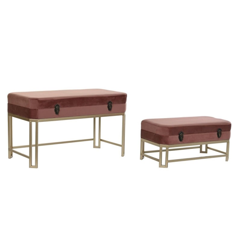Coffre de Rangement DKD Home Decor Rose Doré (80 x 40 x 47 cm) (2 pcs) - Article pour la maison à prix de gros