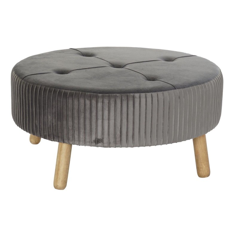 Footrest DKD Home Decor Wood Velvet Dark gray (80 x 80 x 38 cm) - Article for the home at wholesale prices