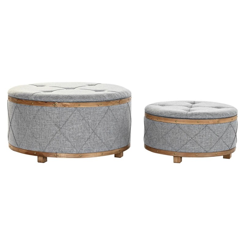 Coffre de Rangement DKD Home Decor Naturel Gris clair (80 x 80 x 43 cm) (2 pcs) - Article pour la maison à prix de gros