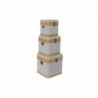 Set of decorative boxes DKD Home Decor Grey Wood Polyester (3 pcs) - Article for the home at wholesale prices