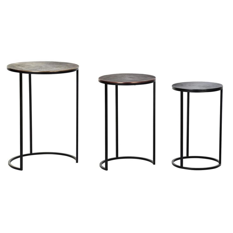 Set de 3 Tables Gigognes DKD Home Decor Noir Doré Cuivre Aluminium (44 x 44 x 61 cm) (3 pcs) - Article pour la maison à prix de gros