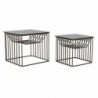 Set of 2 Nesting Tables DKD Home Decor Glass Black Metal Copper (52 x 52 x 44 cm) (2 pcs) - Article for the home at wholesale prices