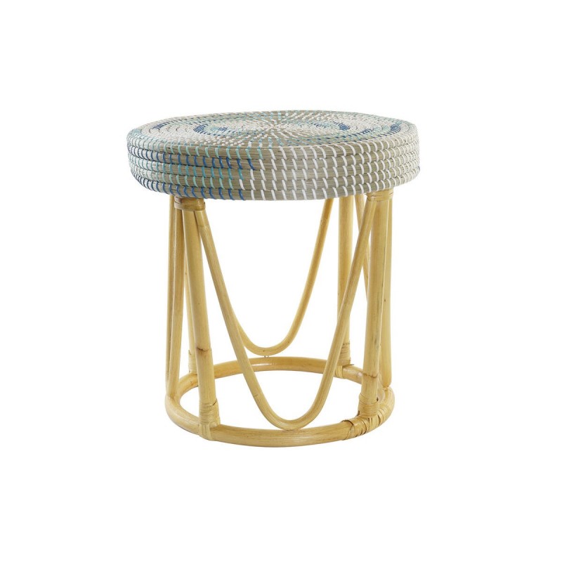 Footrest DKD Home Decor Natural Turquoise White Rattan Tropical Sea Herbarium (41 x 41 x 42 cm) - Article for the home at wholesale prices